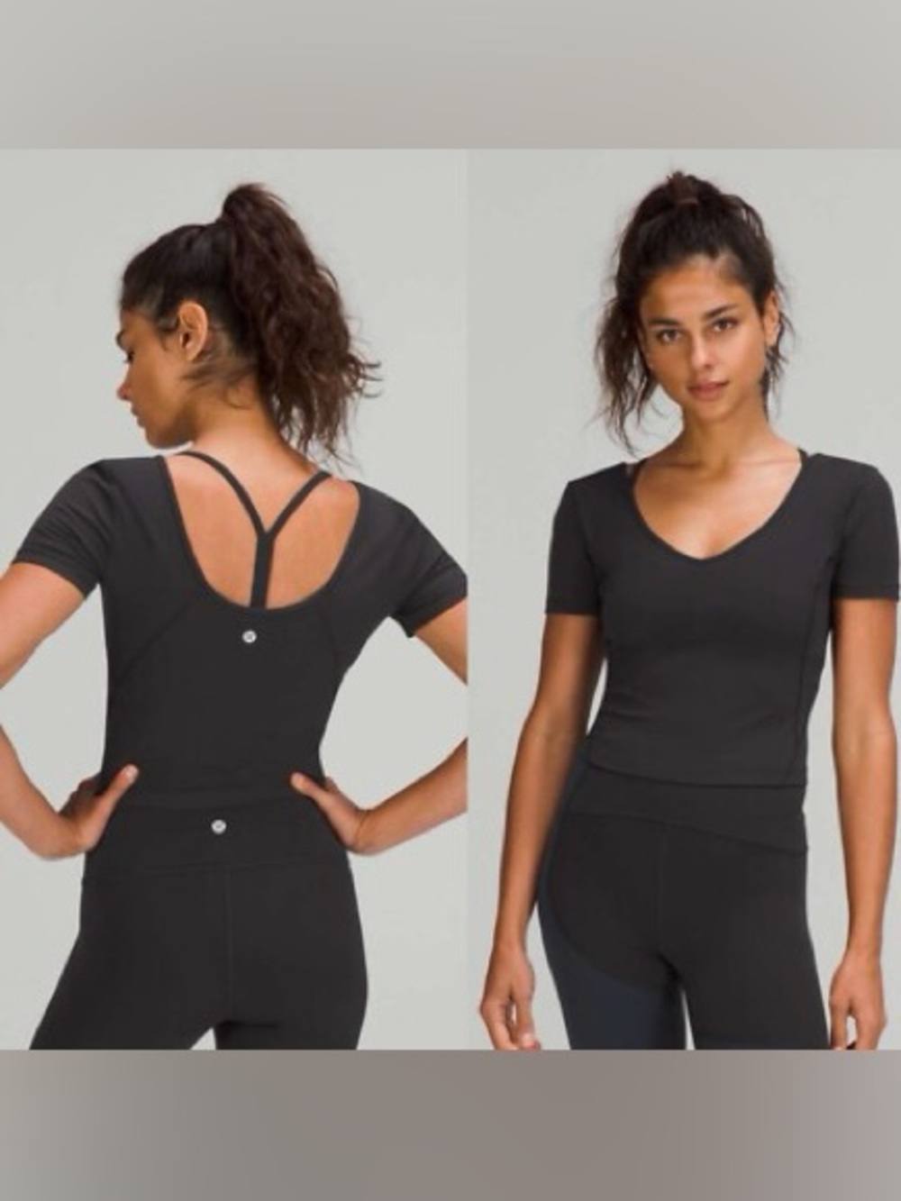 Lululemom Black Women's Scoop Neck Stretch Crop Top